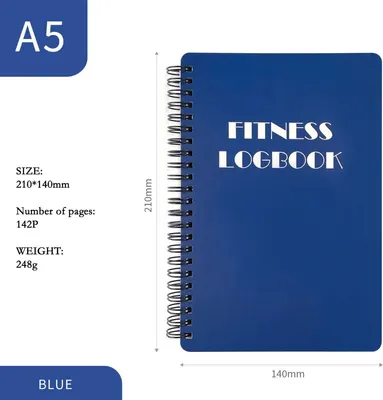 Obrázek produktu pro INF A5 Záznamník Cvičení - Denní Plánovač Tréninků a Fitness Deník Modrý