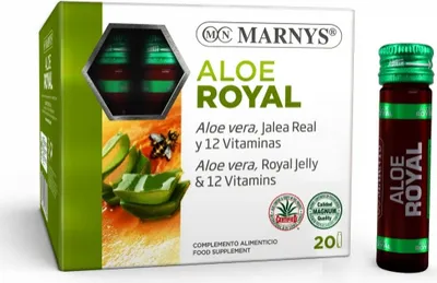 Obrázek produktu pro MARNYS Aloe Royal 20x10 ml - Aloe Vera, mateří kašička a vitamíny B, C, E, A a D pro podporu energie a celkové pohody. Ideální pro zlepšení výkonu