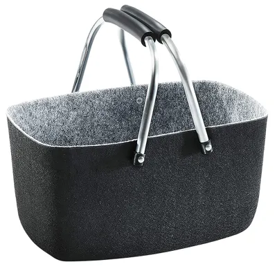 Produktbild von Kobolo plstený kôš so skladacou rukoväťou 36x22x18 cm plsť - čierna sivá nákupný kôš nákupný kôš nákupná taška kôš shopper skladací kôš carrybag na nákupy univerzálny kôš
