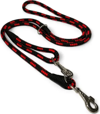 Produktbild von Hundeleine Umhängeleine Nylon Robust 2,50 m Doppelleine 3-fach verstellbar 10 mm schwarz-rot