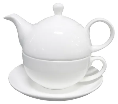 Immagine prodotto di Servizio da tè in porcellana Luna, bianco (teiera 400 ml, tazza 250 ml)