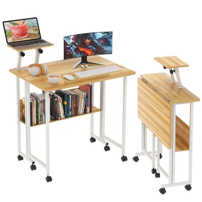 Produktbild von Laptoptisch mit Monitorständer & klappbarer Tischplatte – Notebooktisch für Sofa & Bett