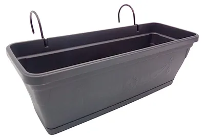 Produktbild von Balkonkasten anthrazit 50cm mit Halterung Blumenkasten Pflanzkasten Pflanztopf