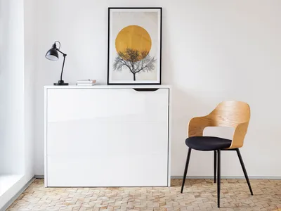 Produktbild von MIRJAN24 Schreibtisch Work Concept CW-01, Klappbarer Eckschreibtisch mit Rollen zum einfacheren Aufklappen ausgestattet, interne Regale (Farbe: Weiß / Weiß Hochglanz, Seite: Links)