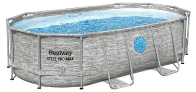 Obrázek produktu pro Bestway Steel Pro Max 56714 / 25, 7250 l, Rámový bazén, Děti a dospělí, Žebřík, Šedá, 48,3 kg