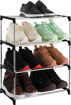 Image de Xerhnan Petite étagère à chaussures avec 4 niveaux, rangement pour jusqu'à 8 paires de chaussures, noir