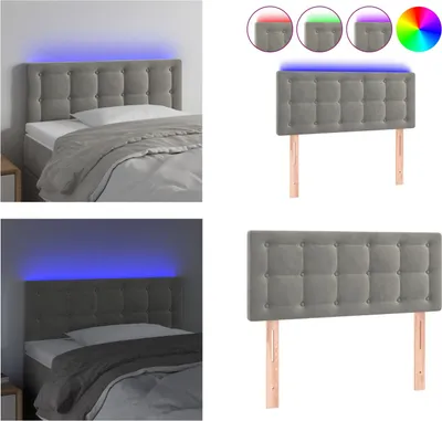 Produktbild von vidaXL LED Kopfteil Hellgrau 100x5x78/88 cm Samt - LED Kopfteil - LED Kopfteile - Kopfteil - Bett-Kopfteil