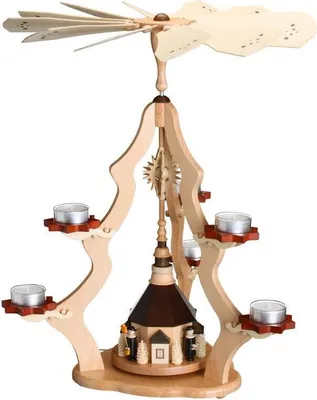 Produktbild von Teelichtpyramide - Seiffener Kirche, natur