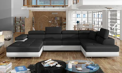 Produktbild von nabbi Ecksofa U mit Zerlegung Rossano U P - Schwarz-Weiss