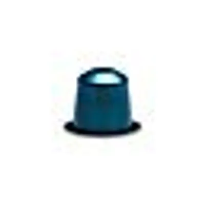 A single blue coffee capsule on a white background.