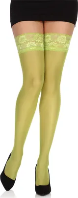 Image de Bas autofixants en microfibre 20 deniers pour femmes Bellivalini avec dentelle BLVFI1009 (Grassy, XS-S).