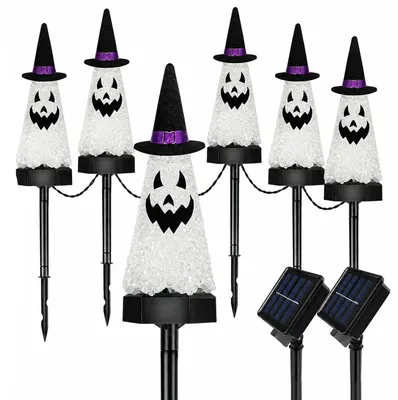 Produktbild von Solar Gartenleuchten 6er Set Halloween, LED Außenbeleuchtung mit Geist Design, automatische Weglampen für Garten, Terrasse und Rasen