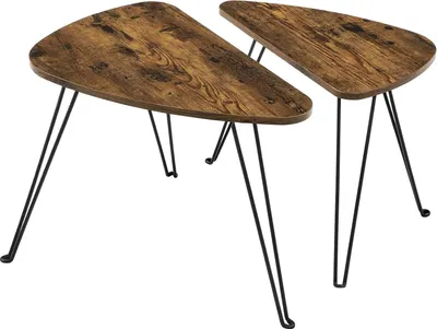 Produktbild von VASAGLE 2er Set Beistelltische, Ausziehtische, Couchtische, für Wohnzimmer, Esszimmer, Schlafzimmer, Industriestil, rustikal braun und schwarz