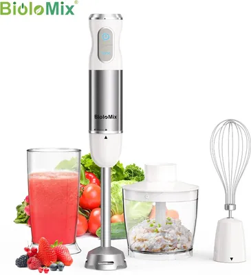 Obrázek produktu pro Sada tyčového mixéru – HB3016 – 1000 W – 4 v 1 – více než 10 rychlostí – funkce Turbo – drtič o objemu 500 ml – nádoba na smoothie o objemu 600 ml – bílá