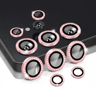 Produktbild von Kamera Linsenschutz Glas Set mit Schmucksteinen für Samsung Galaxy S25 Ultra Schutzglas Camera Linse Schutz Panzerfolie 9H Pink