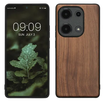 Produktbild von kwmobile Handyhülle für Xiaomi Redmi Note 13 Pro 4G Hülle Holz - Case mit TPU Bumper - Stoßfestes Hardcase - Schutzhülle Cover in Braun