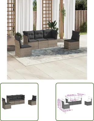 Produktbild von The Living Store 5-tlg. Garten-Sofagarnitur mit Kissen Grau Poly Rattan