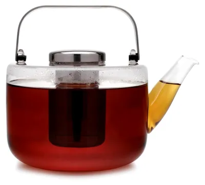 Produktbild von Teekanne aus Glas mit Siebeinsatz, hitzebeständiger Teekocher, 1,3 Liter