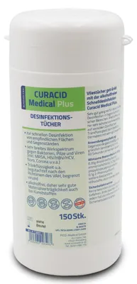Produktbild von Curacid Medical Plus Desinfektionstücher, 150 Tücher, alkoholfrei, sehr stabil und weich
