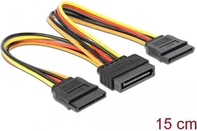 Image de DELOCK Stromkabel SATA 15Pin -> 2x SATA 15Pin St/Bu 0.15m
