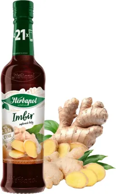 Produktbild von Herbapol Ingwer Sirup 420ml - Getränkesirup für Wasser & Tee mit Vitamin C