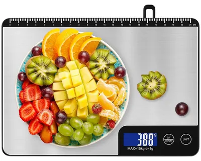 Obrázek produktu pro Kuchyňská váha - 22,8 x 16 cm - Kapacita do 15 kg - Nerezová ocel - Digitální - S funkcí tarování