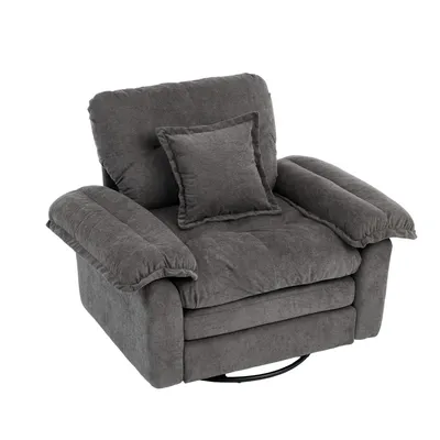 Produktbild von LVHOM Drehsessel 360° Drehbar Chenille Relaxsessel mit Kissen Polstersessel Einzelsessel für Wohnzimmer & Schlafzimmer, Grau