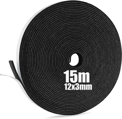 Produktbild von Schaumstoffband, Selbstklebende Schaumstoffstreifen 12mm x 3mm x 15m, Wetterfest, Geräuschdämmende Isolierung