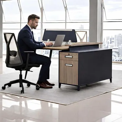 Produktbild von Eleganter Bürotisch für 2 Personen aus hochwertigem Holz
