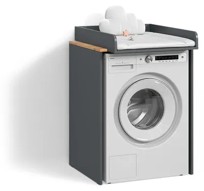 Produktbild von Waschmaschinenschrank Livinity Paolina Anthrazit/Goldkraft Eiche 68 x 88.2 cm 2 Teile mit Wickelauflage, Model 58827