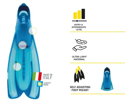 Produktbild von Cressi Agua Fins Schwimmflossen - Verstellbares Fußteil zum Tauchen - Ergonomische Kurzflossen Erwachsene & Kinder - Langlebiges Fin-Material - Gelb - 39/40