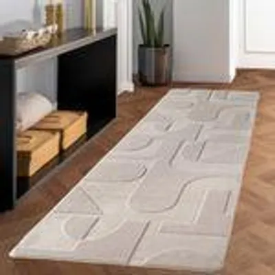 Produktbild von Skandinavischer Boho Teppich Wohnzimmer Einfarbig Beige und Creme Waschbarer Teppich, Größe: 80 x 250 cm, Farbe: Creme-4