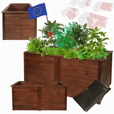 Produktbild von MODO24 Hochbeet Holz XL, Modular, Pflanzkasten, Gemüsebeet, Kräuterbeet, Massivholz Kiefer, Garten, 149x79x75 cm, Braun, ZOB