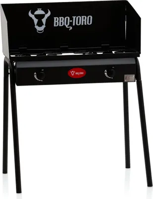 Produktbild von BBQ-Toro Gas Grilltisch mit Windschutz | Gusseisen Gaskocher 2 Brenner | 12 kW