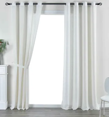 Produktbild von 2er Set Vorhang Ösen »Essen« HxB 245x145 Beige Cationic Raffhalter Leinenstruktur blickdicht lichtdurchlässig 210 g/m² 202430-2
