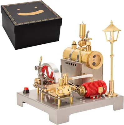 Productafbeelding van Stoommachine Model - Motor Bouwpakket - Modelbouw - Werkende Lamp - 100 Delen - Metaal