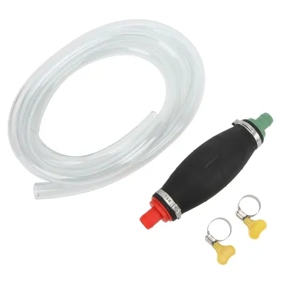 Image de pompe manuelle à siphon de 16 mm avec 2 m de tuyau, transfert d'eau essence-carburant pour voitures, motos, camions