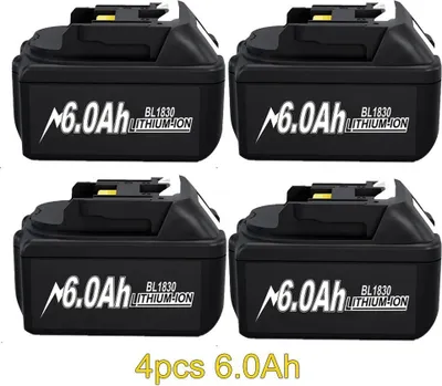 Obrázek produktu pro Náhradní baterie pro Makita, 18V 6Ah 18650 Li-Ion, kompatibilní s BL1830/BL1840/BL1850, dobíjecí, nebesky modrá