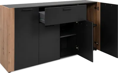 Produktbild von finori Sideboard Cento 51A anthrazit / Nachbildung Artisan Oak melaminbeschichtet HxBxT 162x85x34,5 cm