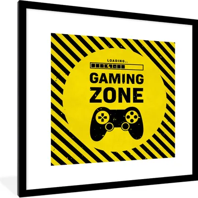 Produktbild von MuchoWow® Gerahmtes Poster Spiele - Zitate - Controller - Spielzone - Spiel 40x40 cm - Poster mit Schwarzem Bilderrahmen Wandposter Rahmen Foto Bilder - Poster - Plakat im Rahmen