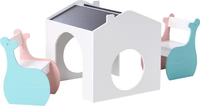 Produktbild von BELIANI Kinder-Sitzgruppe mit Kreidetafel Bunt MDF-Konstruktion Niedliches Design Tierform Meerestier Wal Kindertisch und 2 Stühle fürs Kinderzimmer