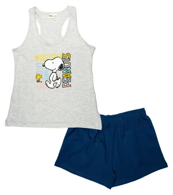 Immagine prodotto di Pigiama in cotone da donna Snoopy - Set pigiama senza maniche con canotta e pantaloncini M