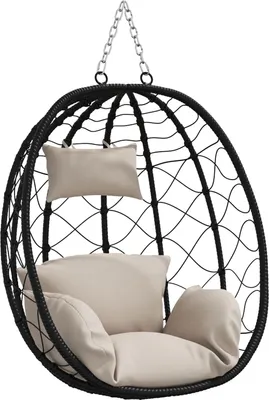 Produktbild von Hängender Eierstuhl ohne Ständer Taupe Poly Rattan, Hollywoodschaukeln DesignMöbel Neu