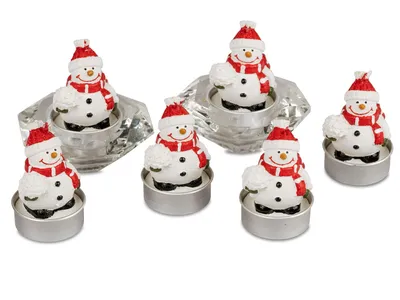 Produktbild von 6er Pack Teelichter Schneemann H. 6cm Formano W25