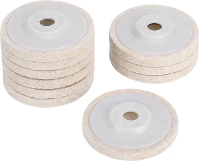 Obrázek produktu pro 10dílná sada lešticích kotoučů pro úhlové brusky, vlněné lešticí kotouče, sady brusných kotoučů pro kovové šperky, hrubá vlna