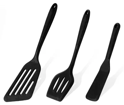 Immagine prodotto di Set di 3 spatole in silicone, con fessure, senza BPA, resistenti al calore, antiaderenti, utensili da cucina