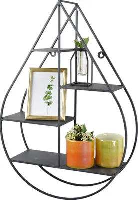 Produktbild von LOFT42 Wally Wandregal Tropfen - Metall - Schwarz - 50x70x15