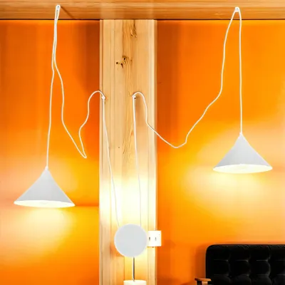 Produktbild von Pendelleuchte mit Kabel Steckdosenanschluss flexibel verstellbar max. 4,9 m Weiß XXL Hängelampe Wohnzimmer Schlafzimmer Esszimmer Küche