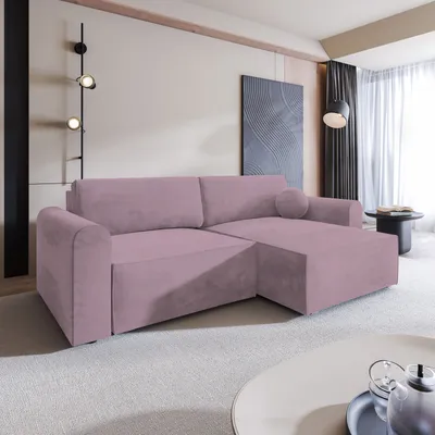 Produktbild von Masseno Ecksofa FIANO M mit Schlaffunktion L-Form, Sofa mit Bettkasten, Wohnzimmersofa, Couch, Soffa, Bettsofa, Couchgarnitur- Lila, MONOLITH 62