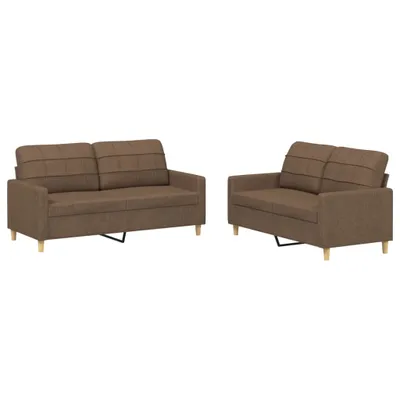 Image de vidaXL Ensemble de canapés 2 pièces avec coussins Tissu brun